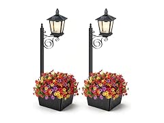 35in Solar Lamp Post Light with Planter 2 Pack