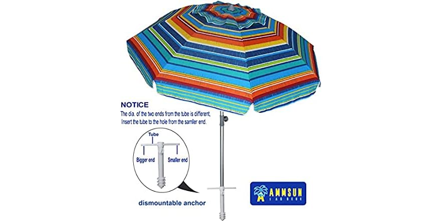 7ft Beach Umbrella, Adjustable Height