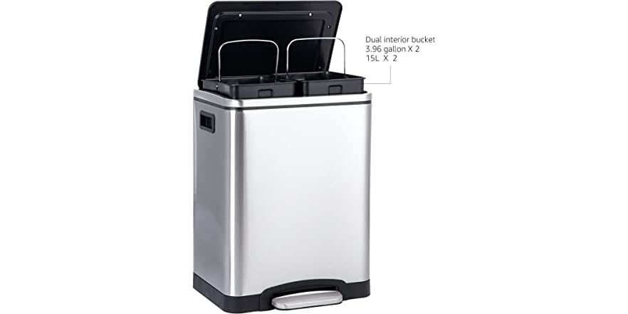 Amidazon Amazon Basics 30L Dual Bin Trash Can (Open Box)