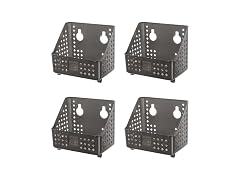 Cetomo Plastic Hanging Baskets with Hole, Clear Black, 4 Pack 