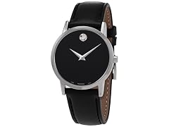 Movado Museum Classic Black Dial Leather Watch