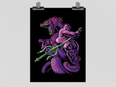 Poseidon and Dragon Matte Poster
