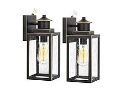 BesLowe 2-Pack Dusk to Dawn Outdoor Wall Lights, Black with Gold Trim