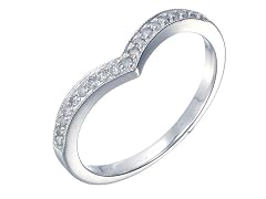 0.18 CT V-Shape Diamond Wedding Band 14K