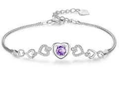Purple Amethyst Heart Bracelet