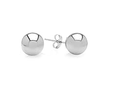 14K White Gold 3MM Ball Stud Earrings