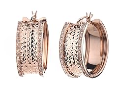 Rose Gold And Sterling Silver Diamond Hoop Earrings