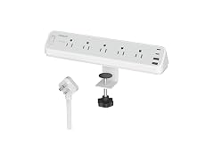 TESSAN 2100J 6ft Cord Desk Clamp Power Strip (5 Outlets, 4 USB)