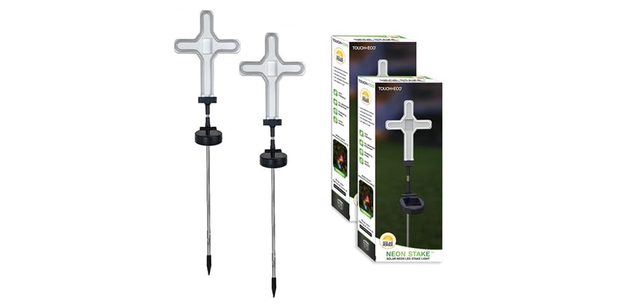 Cross Key Light Solar Neon LED Cross Stake Lights - 2 Pack