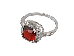 14K WGP Cushion Red CZ Ring- Pick Size