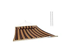 Sunnydaze Extra Large Quilted Hammock with Spreader Bars Woodland Stripe