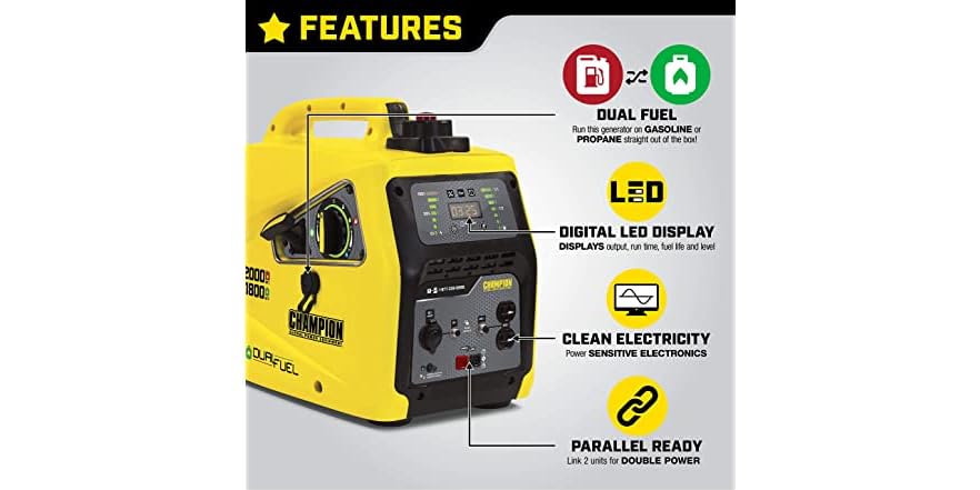 Champion 2000-W Inverter Generator (Dual Fuel)