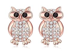 Rose  Gold Owl Pave Studs