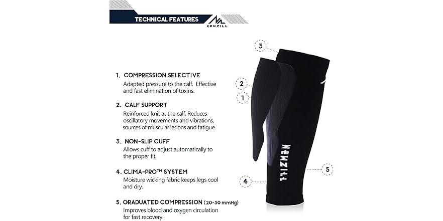 Newzill CF Solid Black Compression Calf Sleeves