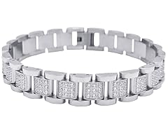 Stainless Steel Classic Link CZ Bracelet