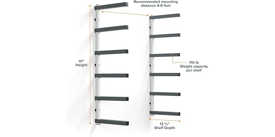 BORA 6-Tier Lumber Rack – Heavy Duty Wall Mount Wood Organizer - Image 7