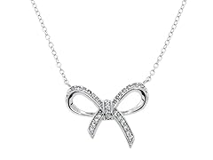 Sterling Silver Pave Bow Necklace