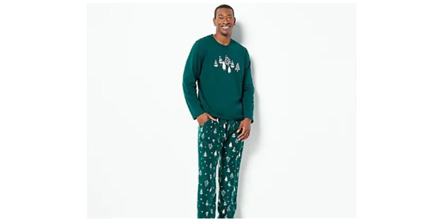 Cuddl Duds Men's Cozy Lodge 2 Pc Sweatshirt & Plaid Pajama Pants Set Blue Size X-Large