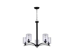 5 Light Chandelier Black 24"Wx24"H