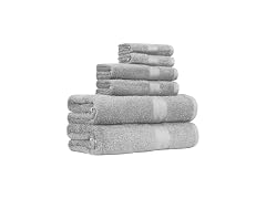 Amazon Basics Fade-Resistant Towel Set, 6-Piece, Grey