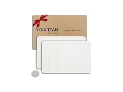 White Bathroom Stone Mat 24"x16" 2 Pack