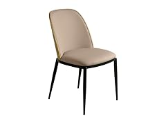 LeisureMod TCNW18BG Tule Dining Chair Natural Wood/Beig