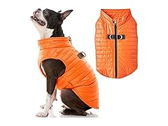 Gooby Puffer Vest Dog Jacket - Orange, Medium