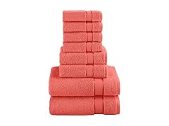 Elegant Comfort Premium Cotton 8-Piece Towel Set, Coral