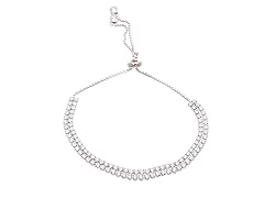 18K White Gold 2Tier CZ Adjustable Slider Bracelet