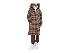 Levis Long Shirt Jacket (L) Brown Plaid