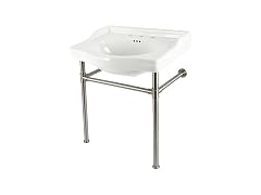 Kingston Brass 30" Ceramic Console Sink, White/Brushed Nickel