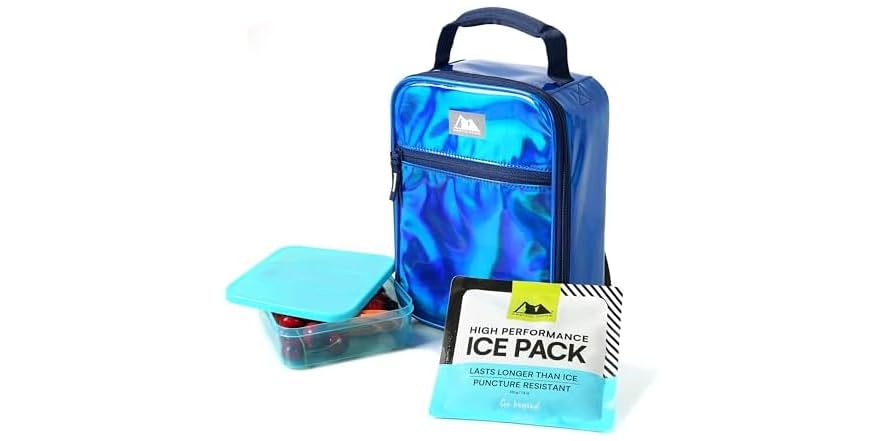 Arctic Zone Chrome Lunch Box Combo with 210g Ice Pack and Sandwich Container, Midnight