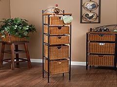 Iron/Wicker Five Drawer Unit