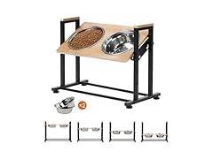 Adjustable Height Pet Feeder Stand with 2 Stainless Steel Bowls