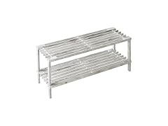 Honey-Can-Do 2-Tier Wood Shoe Rack, Grey