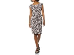 Amazon Essentials Wrap Pleated Dress, Pink (M)