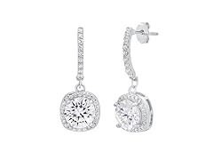 Moissanite Halo Drop Huggie Earrings