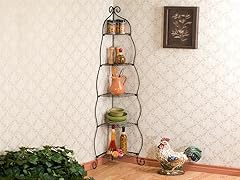 Scrolled Black Corner Etagere