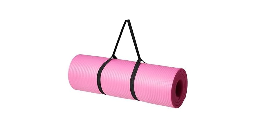 $10 FREE SHIP PRIME WOOT Amazon Basics 1/2 Inch Extra Thick Exercise Yoga Mat with Carrying Strap for Home Workouts and Fitness, 74" x 24" x 0.5", Pink