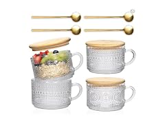 Xigugo 14oz Vintage Glass Coffee Mugs