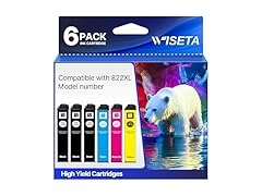 Wiseta Remanufactured 822 Ink Cartridges 6 Pack