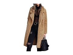 Angashion Women's (2XL) Women's Fuzzy Fleece Lapel