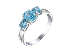 1.2 CT Silver 3 Stone Oval Ring- Pick Size