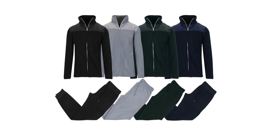 12 Pack Men's Adult Tech Fleece Full Zip Jacket & Jogger Set in Navy main image 0