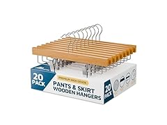 Natural Color Wooden Pants Hangers 20 Pack