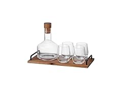 lass Acacia Wood 7 PC  Wine Decanter Carafe Serving Set