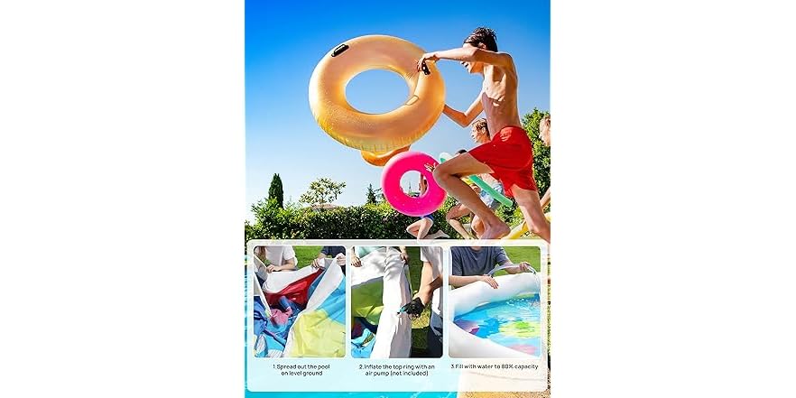 EVAJOY Inflatable Top Ring Swimming Pools 18ft*48in Round