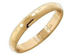 Unisex 10K Yellow Gold Band, Sizes 6-12