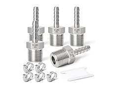  1/4 Barb x1/8 MNPT Adapter 5Pcs+Clamp