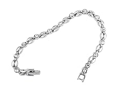 White Gold Tennis Bracelet with Simulated Diamond Trim